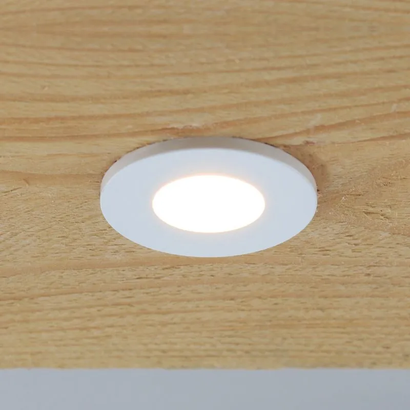 5 witte veranda inbouwspots Dico, IP65, incl. aansluitset en afstandbediening