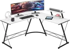 Bureau en forme de l bureau d’ordinateur d’angle rond table à domicile avec support 