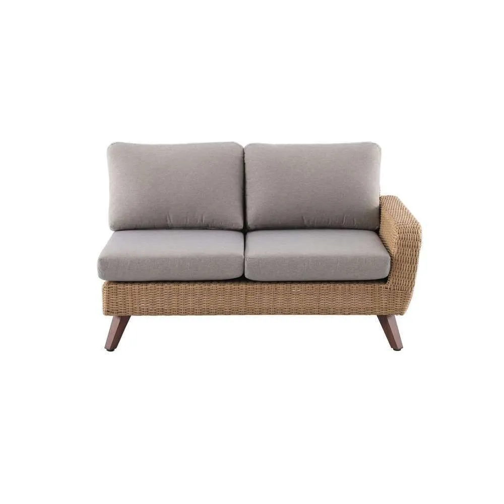 Canapé d’angle 5 places RIVIERA en polyrotin miel/gris - 89x145x75 cm