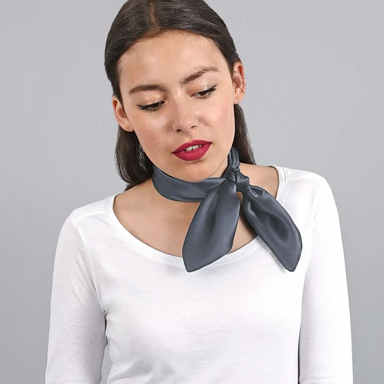 Carré de soie Piccolo Uni Gris plomb