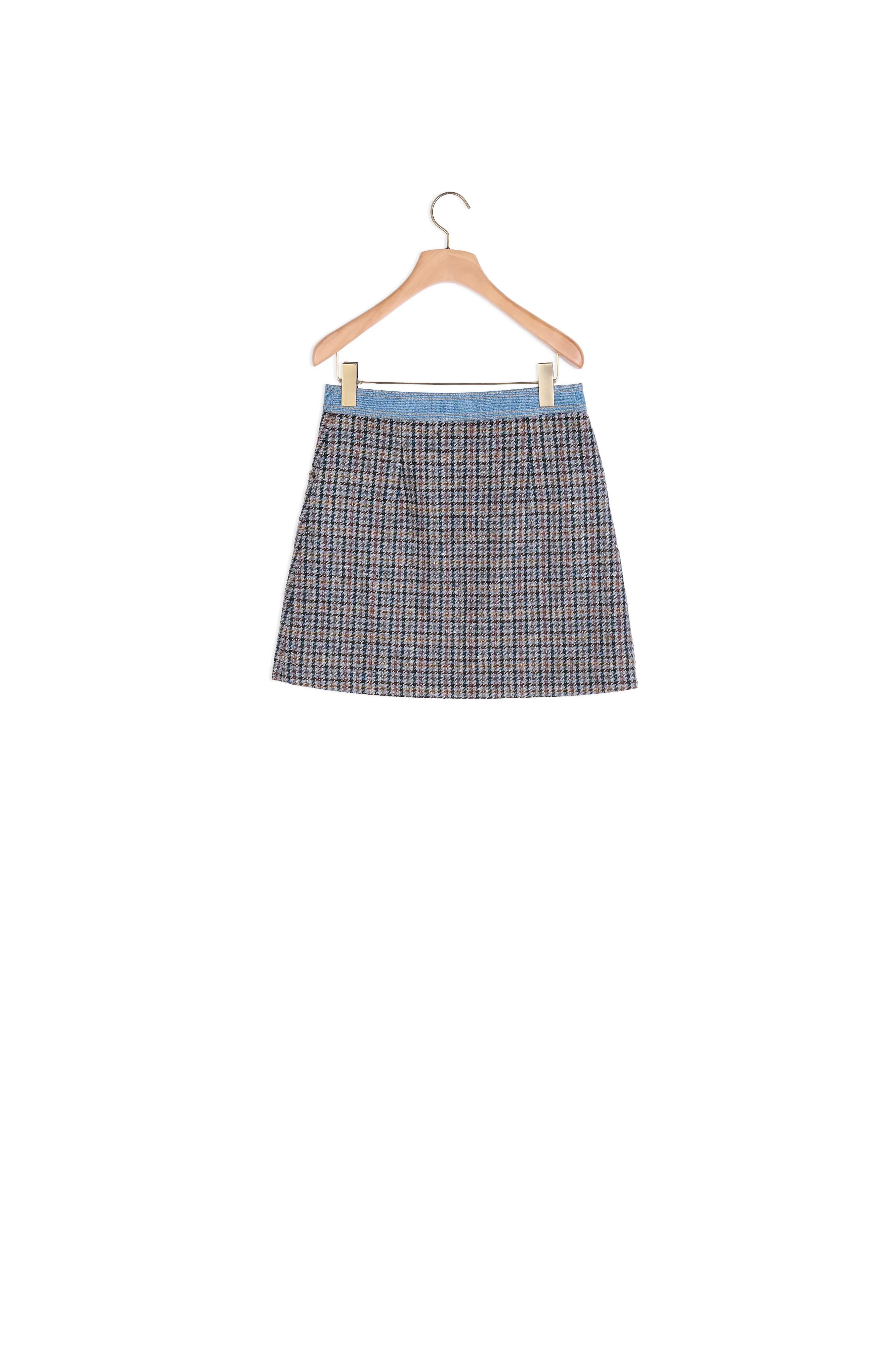 Jupe courte en tweed et jean