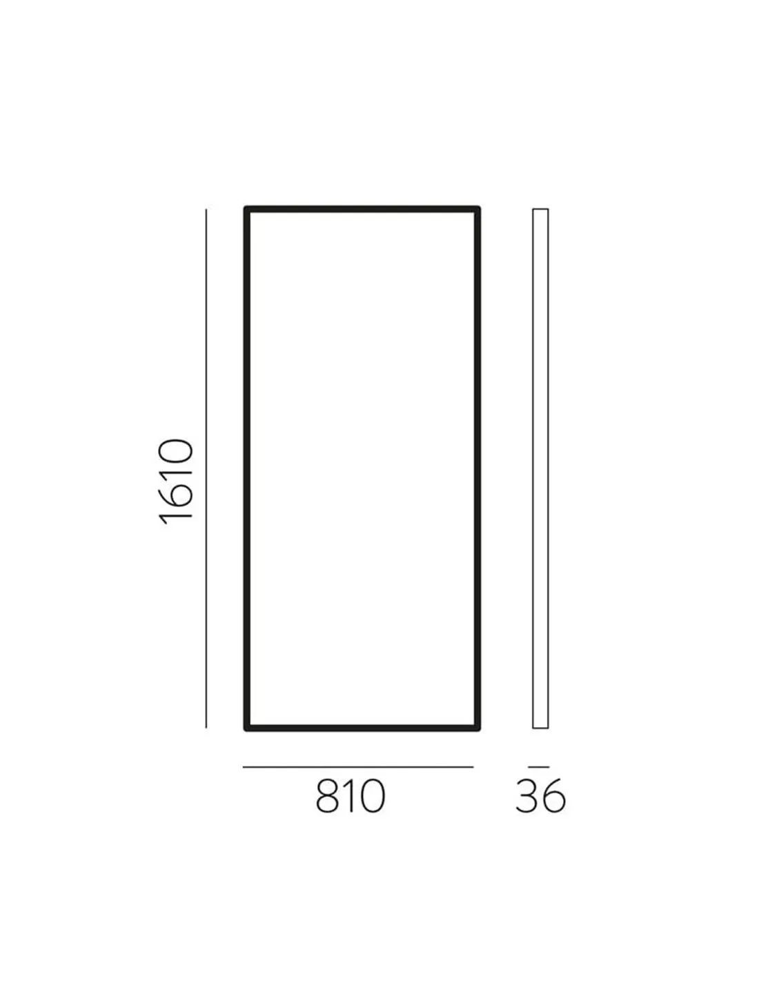 Miroir sans éclairage pour salle de bain ORISTANO 1610x810cm Noir | LéonLeds
