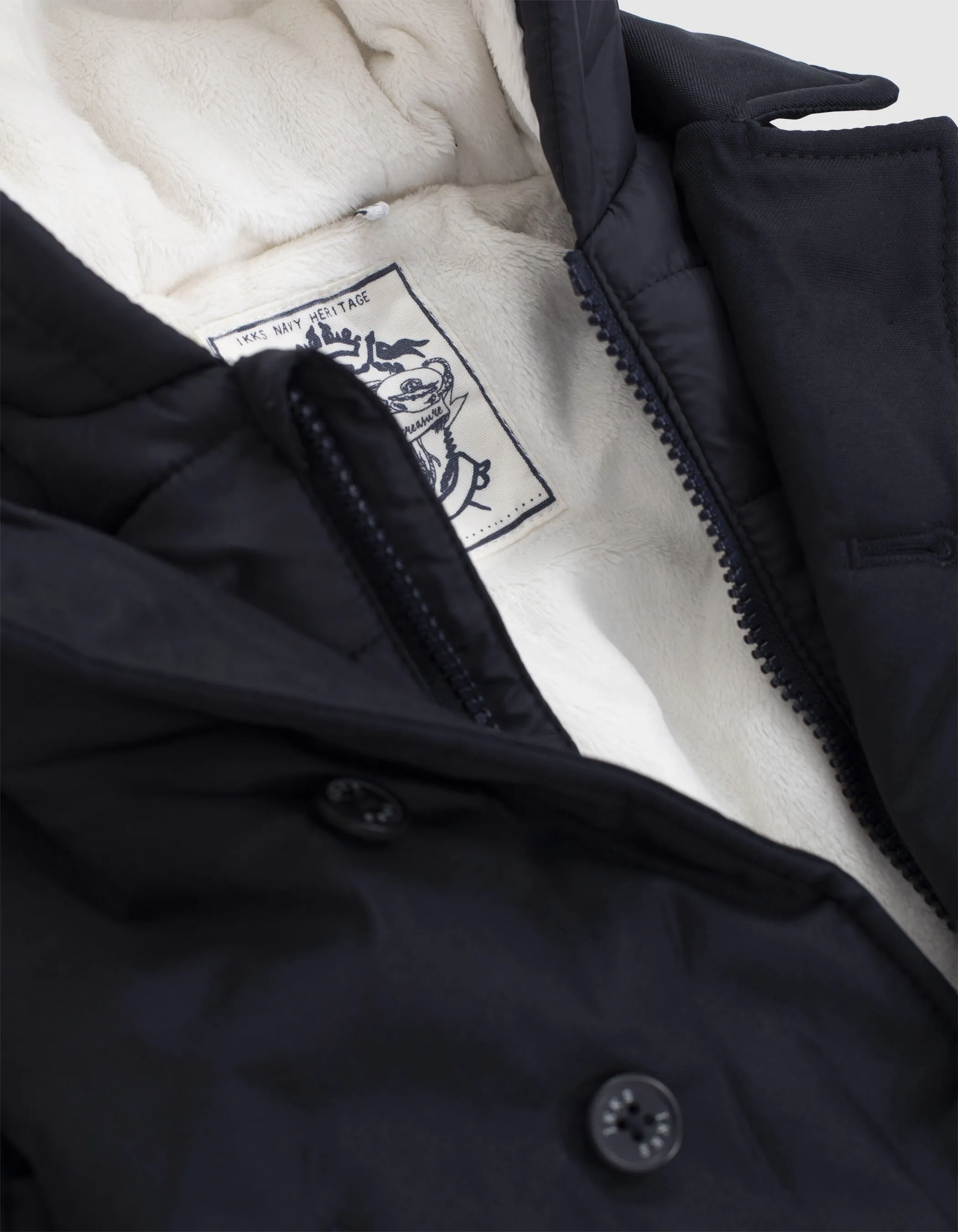 Parka navy avec parmenture matelassée noire bébé garçon
