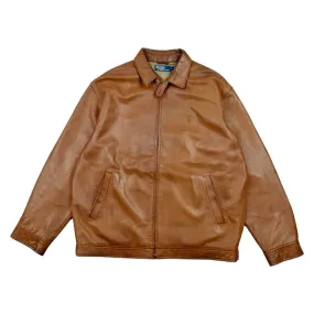 Ralph Lauren - Veste Harrington en cuir marron taille XL