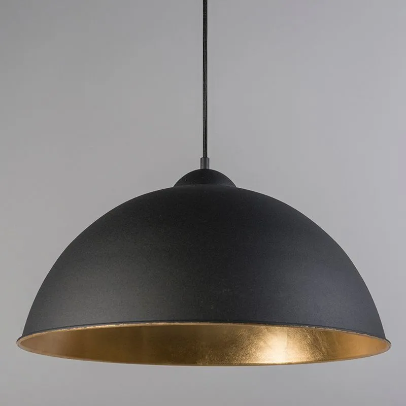 Suspension ronde 50cm noir avec intérieur doré - Magna