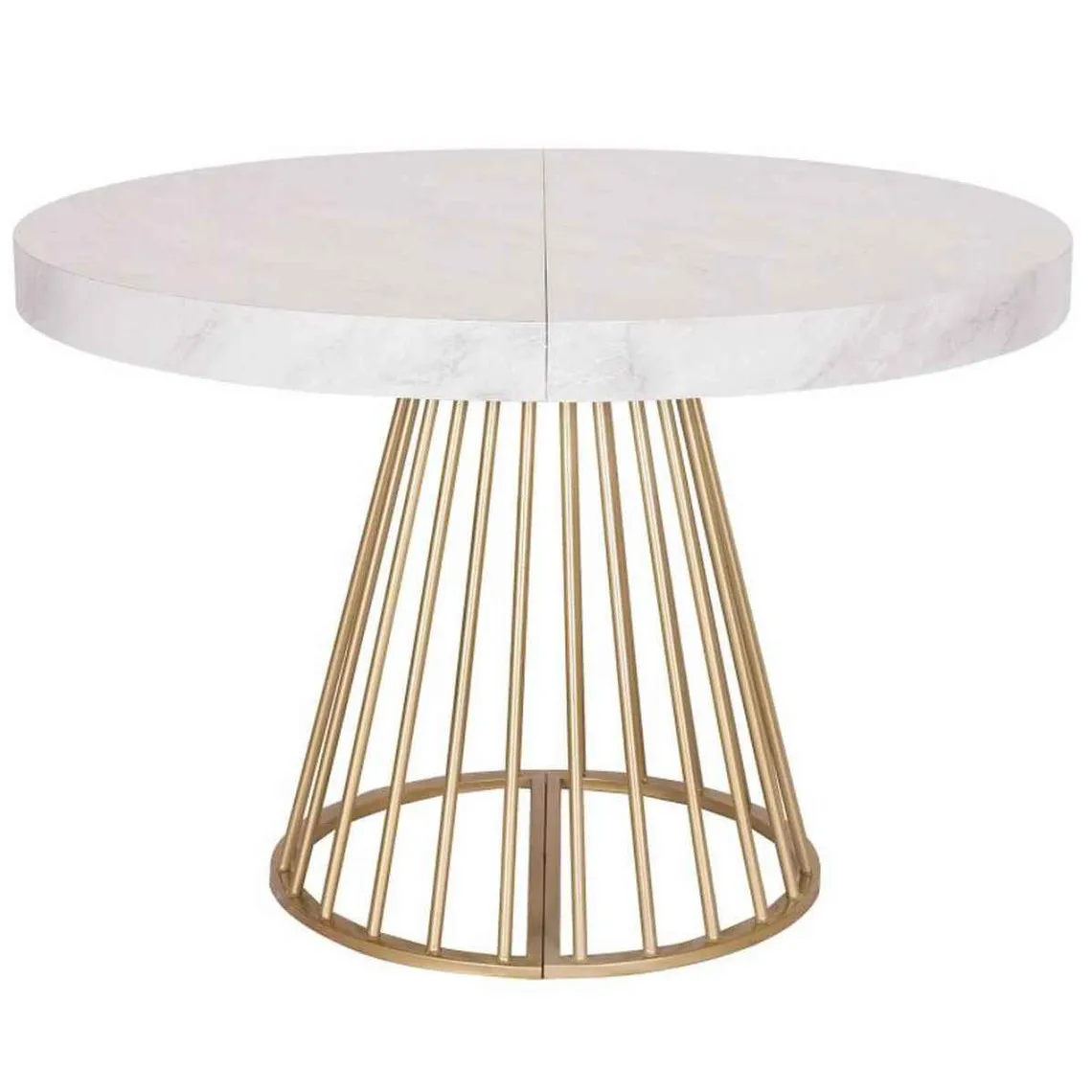 Table Ronde Extensible SORA Effet Marbre Pieds Or | 3 Suisses